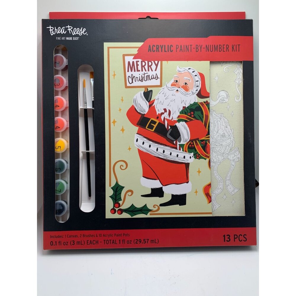 Acrylic Paint-By-Number Kit Merry Christmas 13-Piece Set